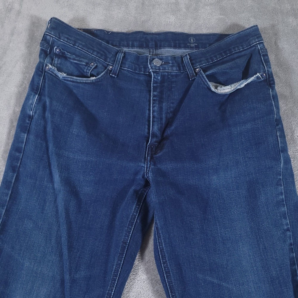 Levis 541 Jeans Mens 36x34 Athletic Stretch Indigo Blue Denim Distressed